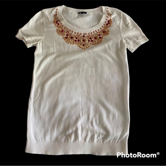 Talbots White Beaded Shirt Size XS - Picture 1 of 3